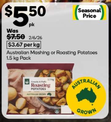 Australian Mashing or Roasting Potatoes 1.5 kg Pack
