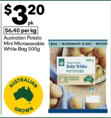Australian Potato Mini Microwavable White Bag 500g