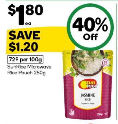 SunRice Microwave Rice Pouch 250g