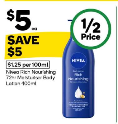 Nivea Rich Nourishing 72hr Moisturiser Body Lotion 400ml