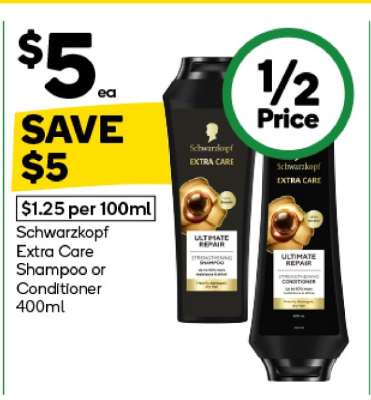 Schwarzkopf Extra Care Shampoo or Conditioner 400mL