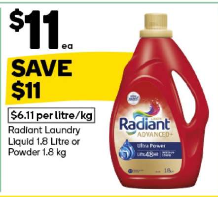 Radiant Laundry Liquid 1.8 Litre or Powder 1.8 kg