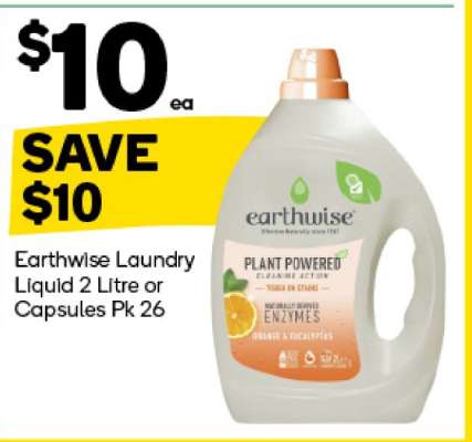 Earthwise Laundry Liquid 2 Litre or Capsules Pk 26
