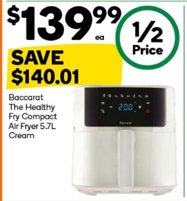 Baccarat The Healthy Fry Compact Air Fryer 5.7L Cream