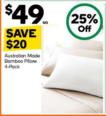 Australian Made Bamboo Pillow 4-Pack