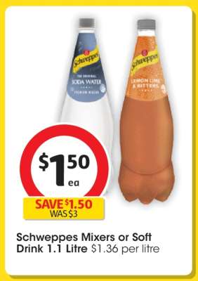 Schweppes Mixers or Soft Drink