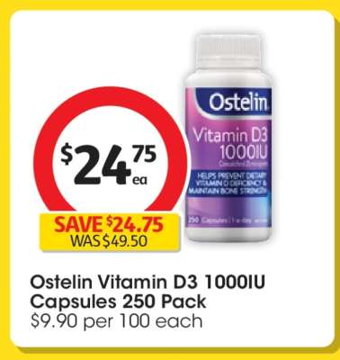 Ostelin Vitamin D3 1000IU Capsules 250 Pack