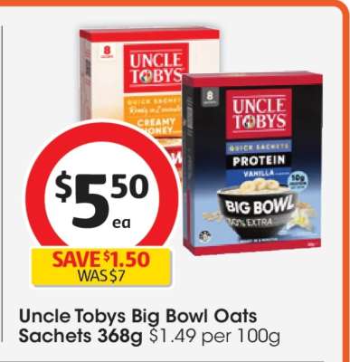 Uncle Tobys Big Bowl Oats Sachets 368g