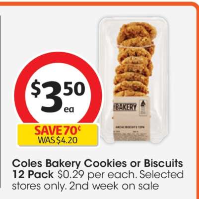 Coles Bakery Cookies or Biscuits 12 Pack