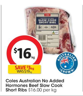 Coles Australian No Added Hormones Beef Slow Cook Short Ribs