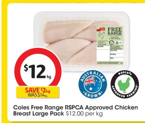 Coles Free Range RSPCA Approved Chicken Breast Large Pack