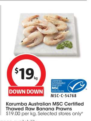 Karumba Australian MSC Certified Thawed Raw Banana Prawns