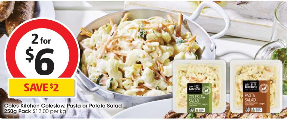 Coles Kitchen Coleslaw, Pasta or Potato Salad