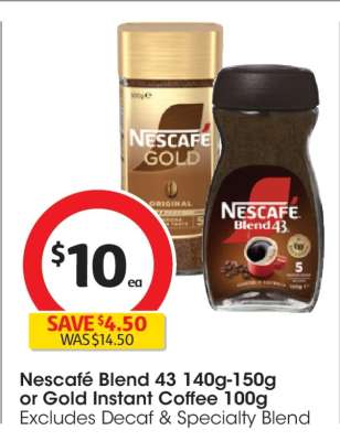 Nescafé Blend 43 140g-150g or Gold Instant Coffee 100g