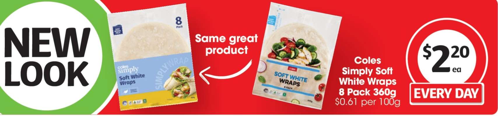 Coles Simply Soft White Wraps