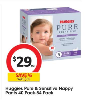 Huggies Pure & Sensitive Nappy Pants 40 Pack-54 Pack