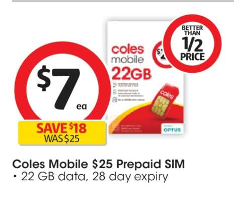 Coles Mobile $25 Prepaid SIM
