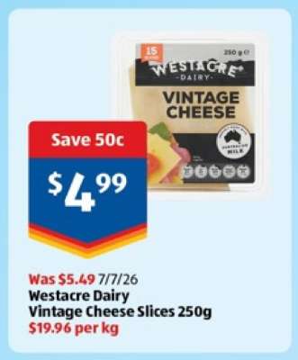Westacre Dairy Vintage Cheese Slices 250g