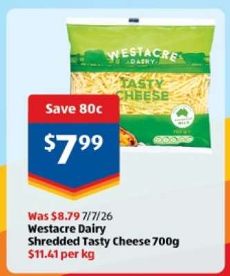 Westacre Dairy Shredded Tasty Cheese 700g