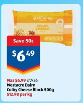 Westacre Dairy Colby Cheese Block 500g