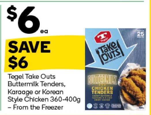 Tegel Take Outs Buttermilk Tenders, Karaage or Korean Style Chicken 360-400g