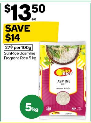 SunRice Jasmine Fragrant Rice 5 kg