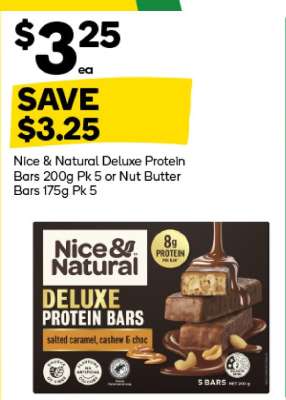 Nice & Natural Deluxe Protein Bars 200g Pk 5 or Nut Butter Bars 175g Pk 5