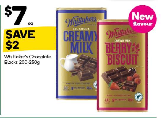 Whittaker’s Chocolate Blocks 200-250g