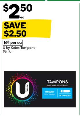 U by Kotex Tampons Pk 16~