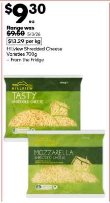 Hillview Shredded Cheese Varieties 700g