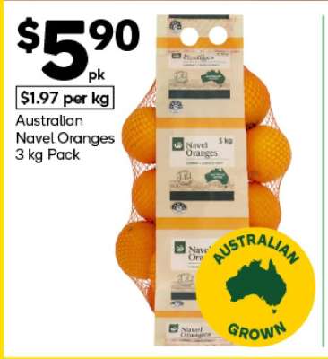 Australian Navel Oranges 3 kg Pack