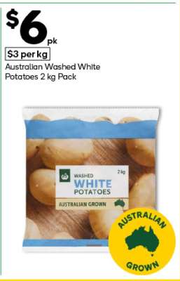 Australian Washed White Potatoes 2 kg Pack