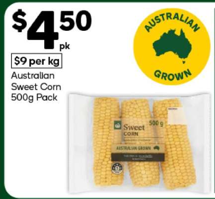 Australian Sweet Corn 500g Pack