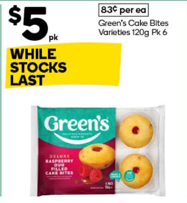 Green's Cake Bites Varieties 120g Pk 6