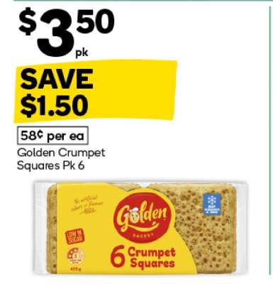 Golden Crumpet Squares Pk 6