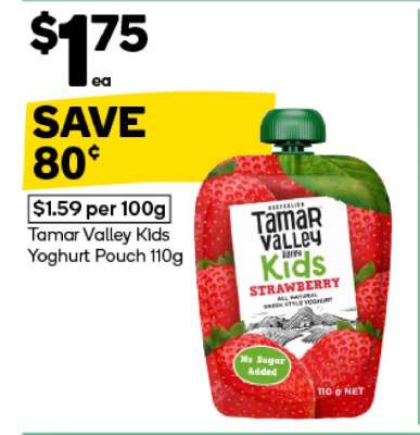 Tamar Valley Kids Yoghurt Pouch 110g