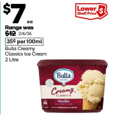 Bulla Creamy Classics Ice Cream 2 Litre