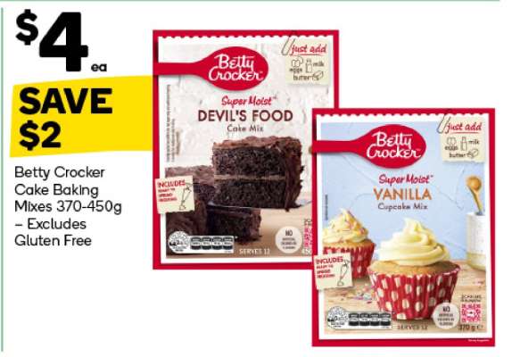 Betty Crocker Cake Baking Mixes 370-450g