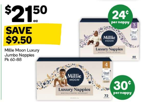 Millie Moon Luxury Jumbo Nappies Pk 60-88