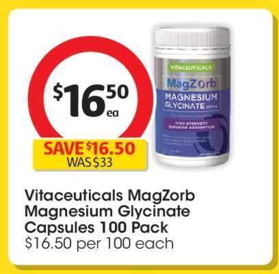 Vitaceuticals MagZorb Magnesium Glycinate Capsules 100 Pack