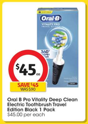 Oral B Pro Vitality Deep Clean Electric Toothbrush Travel Edition Black 1 Pack