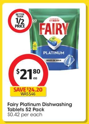 Fairy Platinum Dishwashing Tablets 52 Pack