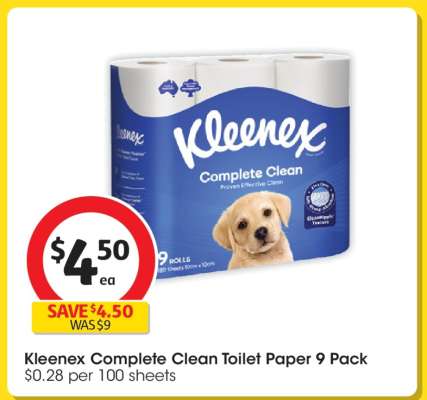 Kleenex Complete Clean Toilet Paper 9 Pack