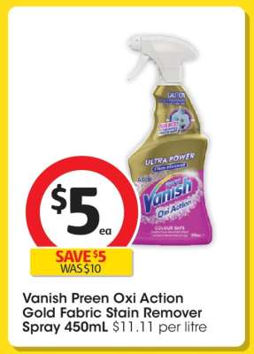 Vanish Preen Oxi Action Gold Fabric Stain Remover Spray 450mL