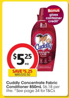 Cuddly Concentrate Fabric Conditioner 850mL
