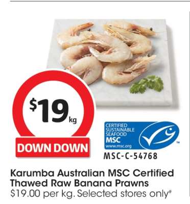 Karumba Australian MSC Certified Thawed Raw Banana Prawns