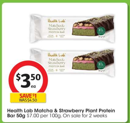 Health Lab Matcha & Strawberry Plant Protein Bar 50g