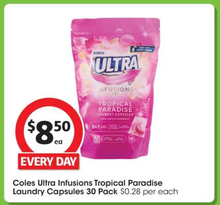 Coles Ultra Infusions Tropical Paradise Laundry Capsules 30 Pack