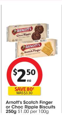 Arnott's Scotch Finger or Choc Ripple Biscuits