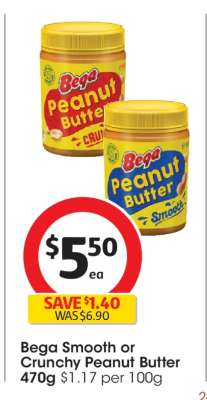 Bega Smooth or Crunchy Peanut Butter